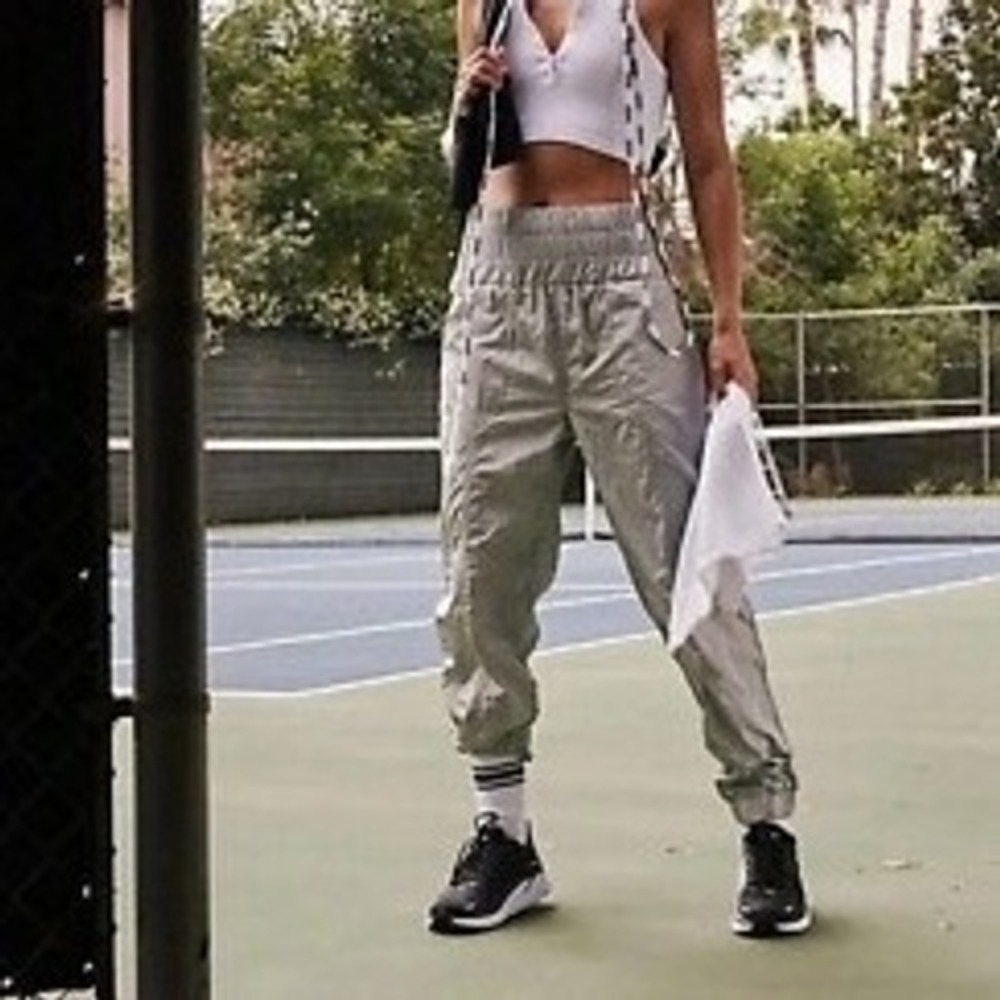 FP Movement Free People Way Home Jogger Sage Green Smocked Waist Pants OB1227822